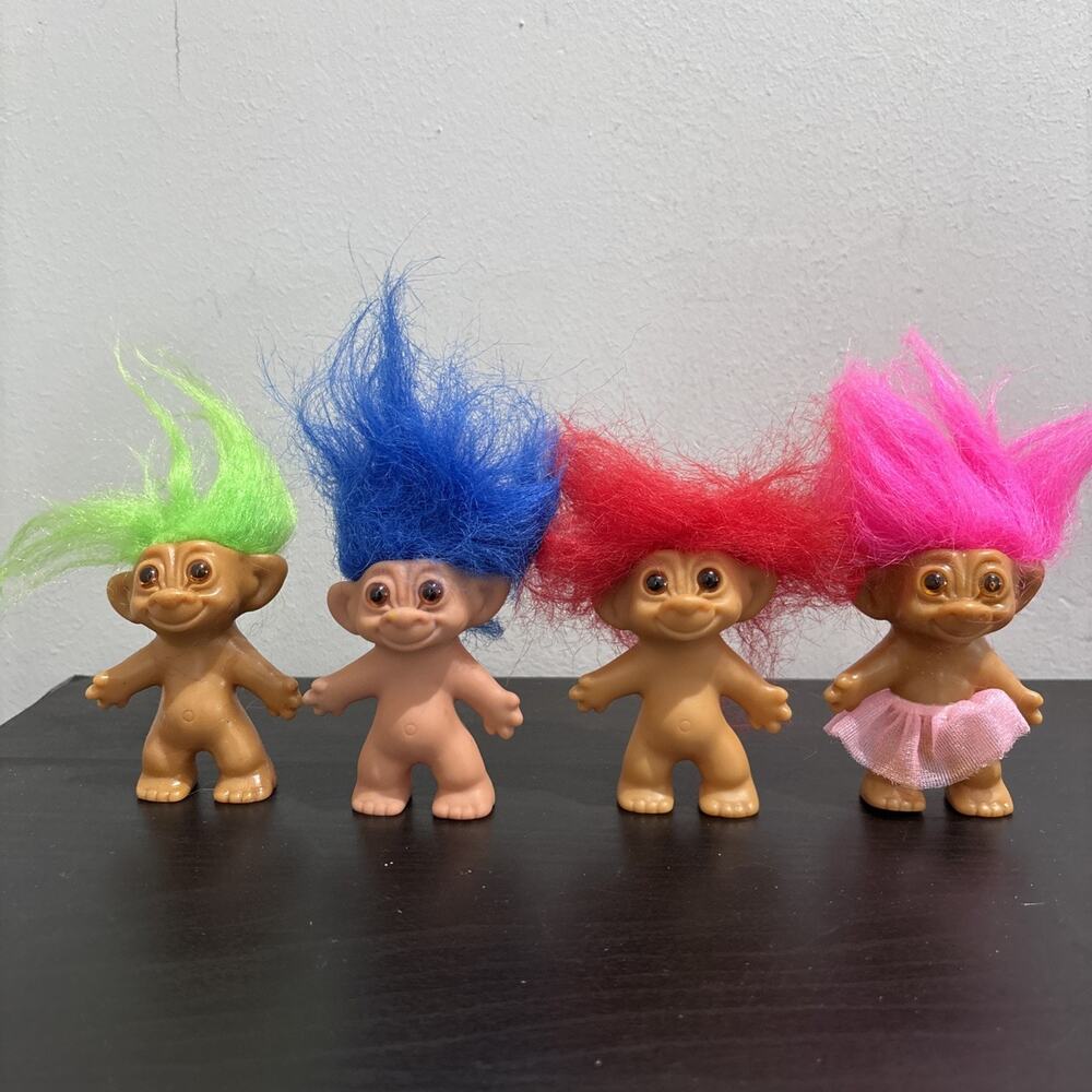 Vintage 3'' Wishnik Troll Dolls Double Horseshoes Uneeda Trolls 4 Different READ